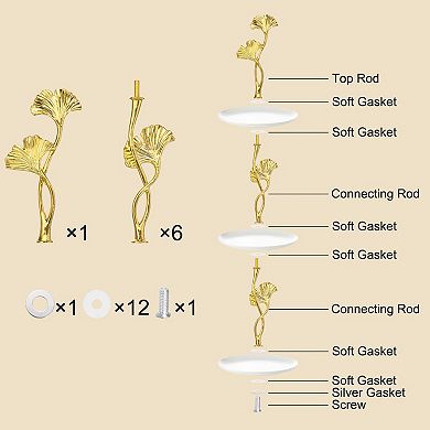 3Set Cake Tray Stand Handle Metal Cake Stands Holder 2.6"(W) Gold