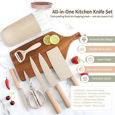 7-Piece Kitchen Knife Set with Chef, Meat, and Utility Knives Anti-Rust