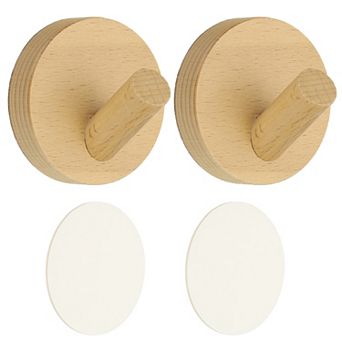 2 pc Beech Wood Wall Hooks, Coat Hooks Wall Mounted, for Hanging Natural NO SIZE