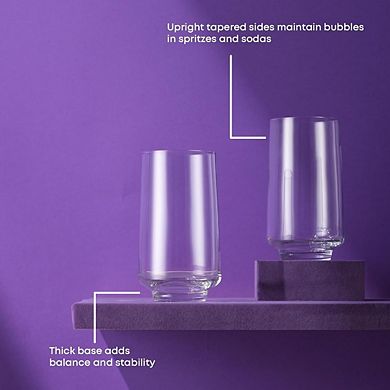 4pc Highball Glass Set, Drinking Glasses for Water & Cocktails