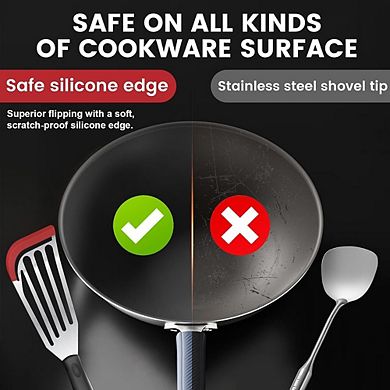 Silicone Fish Spatula with Stainless Steel Core, Heat-Resistant