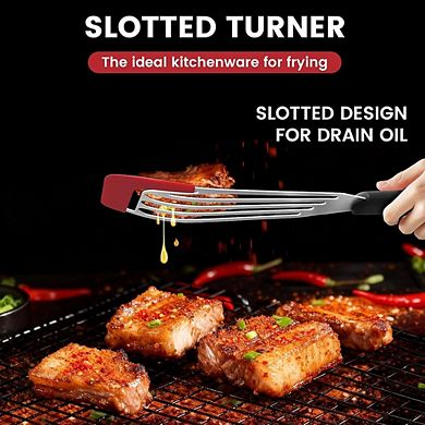 Silicone Fish Spatula with Stainless Steel Core, Heat-Resistant