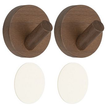 2 pc Walnut Wood Wall Hooks, Coat Hooks Wall Mounted, for Hanging Brown NO SIZE