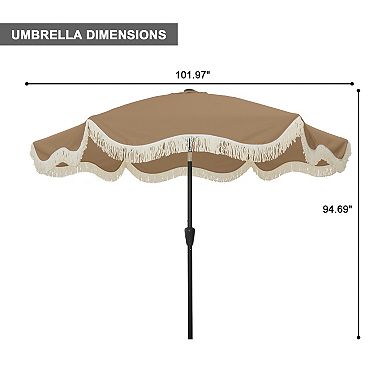 9 Ft. Bohemian Fringed Patio Market Umbrella