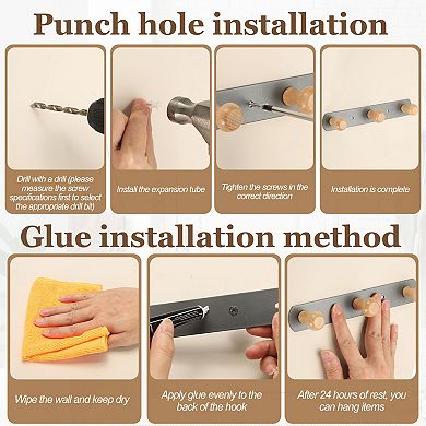 7.9 x 1.2 x 1.5 inch 1Set Coat Rack Wall Mount, Coat Hooks