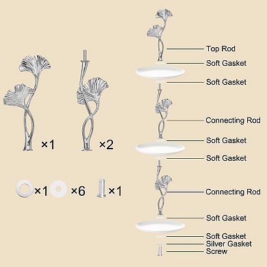 1Set Cake Tray Stand Handle Metal Cake Stands Holder 2.4"(W) Grey
