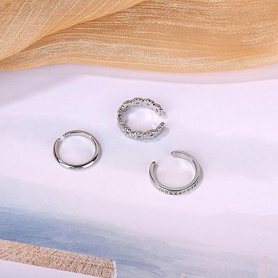 3PCS Silver Adjustable Toe Rings Set