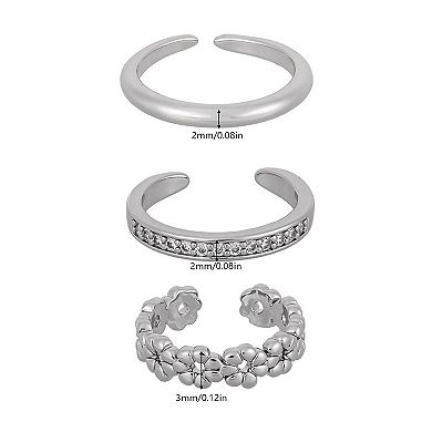 3PCS Silver Adjustable Toe Rings Set