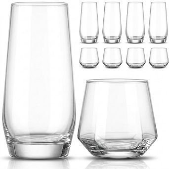 8 pc Glassware Set, Highball & Stemless Wine Glasses for Cocktails & Drinks