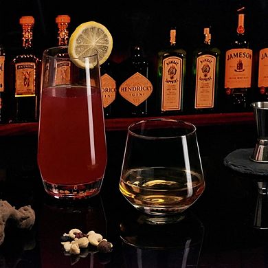 8pc Glassware Set, Highball & Stemless Wine Glasses for Cocktails & Drinks