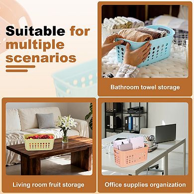 Pantry Plastic Storage Baskets, Stackable Organizer Container with Handle Organization 2Pcs