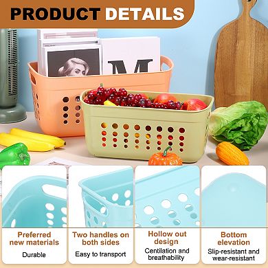 Pantry Plastic Storage Baskets, Stackable Organizer Container with Handle Organization 2Pcs