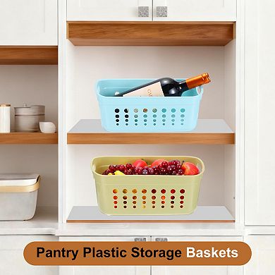 Pantry Plastic Storage Baskets, Stackable Organizer Container with Handle Organization 2Pcs