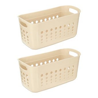 Pantry Plastic Storage Baskets, Stackable Organizer Container with Handle Organization Bins 2 pc