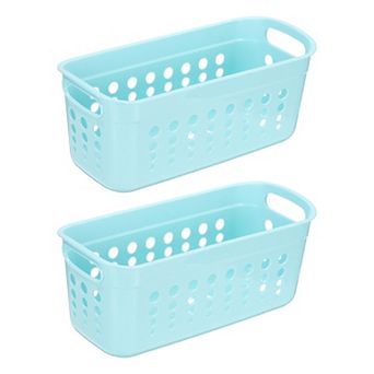 Pantry Plastic Storage Baskets, Stackable Organizer Container with Handle Organization Bins 2 pc