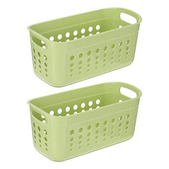 Pantry Plastic Storage Baskets, Stackable Organizer Container with Handle Organization Bins 2 pc