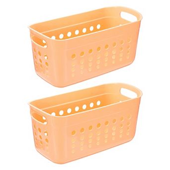 Pantry Plastic Storage Baskets, Stackable Organizer Container with Handle Organization Bins 2 pc