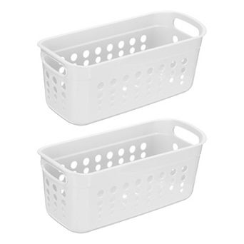 Pantry Plastic Storage Baskets, Stackable Organizer Container with Handle Organization Bins 2 pc