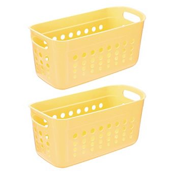 Pantry Plastic Storage Baskets, Stackable Organizer Container with Handle Organization Bins 2 pc