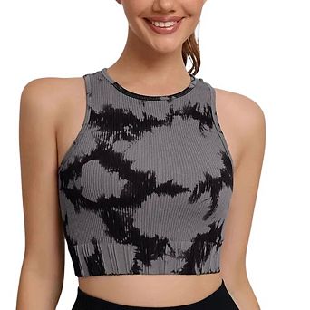 Women's Four-Way Stretch Yoga Vest Tie-Dye Crop Top for Pilates