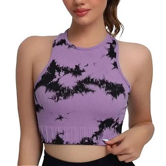 Women's Four-Way Stretch Yoga Vest Tie-Dye Crop Top for Pilates