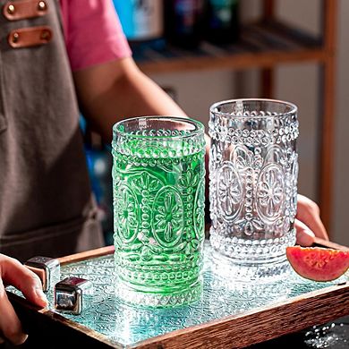 6pc Vintage Highball Glass Set, Drinking Glasses for Cocktails & Beverages