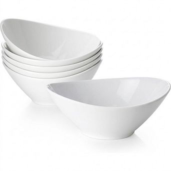 6-Inch Ceramic Breakfast Bowls Set, 10oz, 6-Pack, Microwave & Dishwasher Safe, White