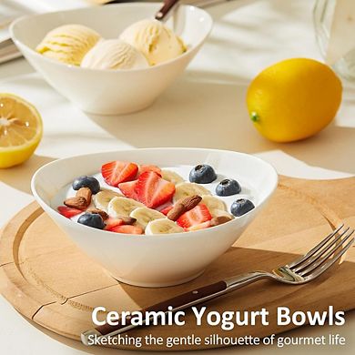 6-Inch Ceramic Breakfast Bowls Set, 10oz, 6-Pack, Microwave & Dishwasher Safe, White