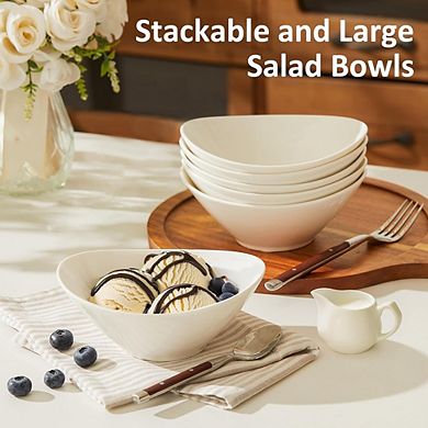 6-Inch Ceramic Breakfast Bowls Set, 10oz, 6-Pack, Microwave & Dishwasher Safe, White