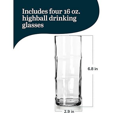 4-Piece Highball Glass Set Modern Tall Glasses for Cocktails