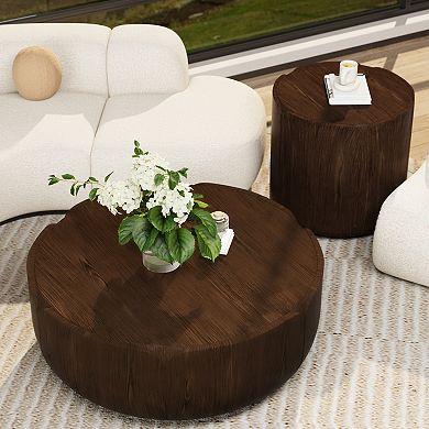 Round Outdoor Indoor Coffee Table Set