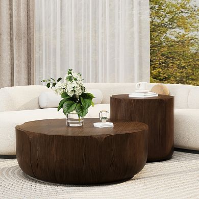 Round Outdoor Indoor Coffee Table Set