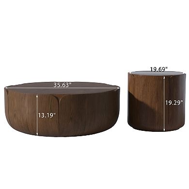 Round Outdoor Indoor Coffee Table Set