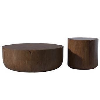 Round Outdoor Indoor Coffee Table Set