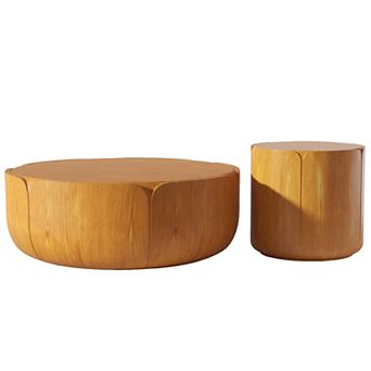 Round Outdoor Indoor Coffee Table Set
