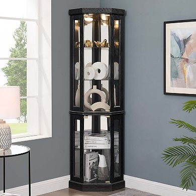 Lighted Corner Curio Cabinet - Display Case for Living Room