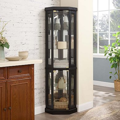 Lighted Corner Curio Cabinet - Display Case for Living Room