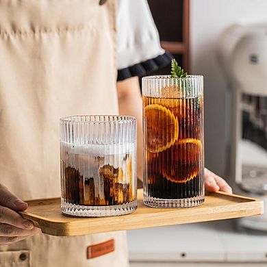 8pc Vintage Glassware Set, Highball & Rocks Glasses for Cocktails
