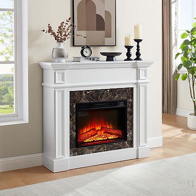 TV Stand with Electric Fireplace Mantel Heater Freestanding