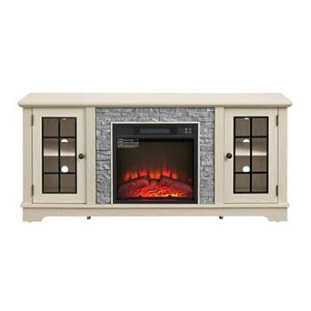 58" Modern TV Stand with 2-Door Storage & 18" Electric Fireplace