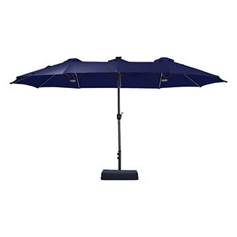 15 ft. Solar Powered Double Head Patio Umbrella with RGB LED Lights