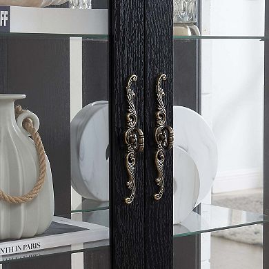 Lighted Glass Curio Cabinet with Adjustable Shelves