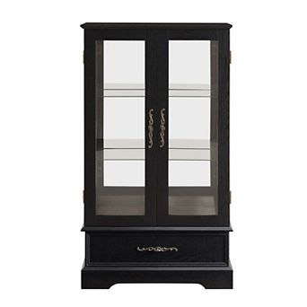 Lighted Glass Curio Cabinet with Adjustable Shelves