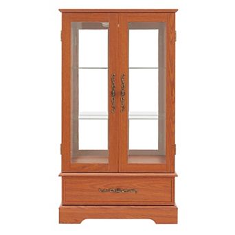 Lighted Glass Curio Cabinet with Adjustable Shelves