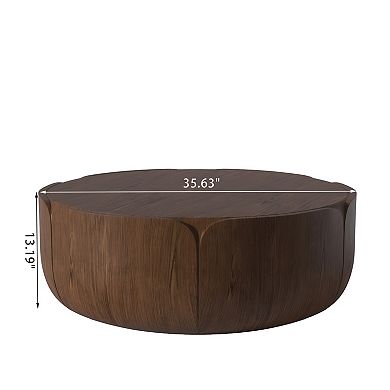 Round Outdoor Indoor Coffee Table Wood Grain Drum Center Table