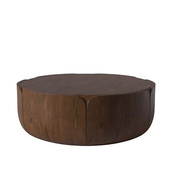 Round Outdoor Indoor Coffee Table Wood Grain Drum Center Table