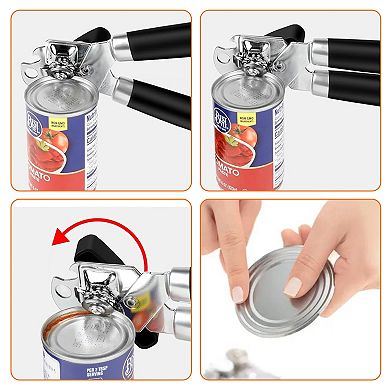 Cheer Collection Heavy Duty Stainless Steel Can Opener With Oversized Handles And Bottle Opener