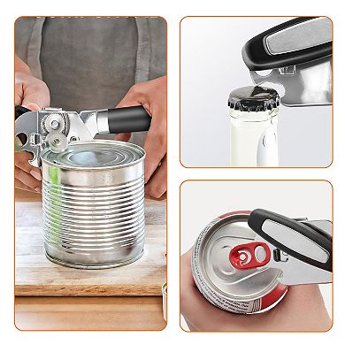 Cheer Collection Heavy Duty Stainless Steel Can Opener With Oversized Handles And Bottle Opener