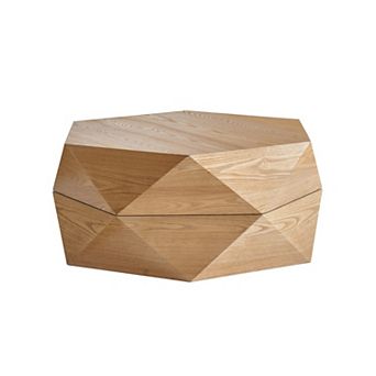 Retro Style Polygon Coffee Table with Flip Top