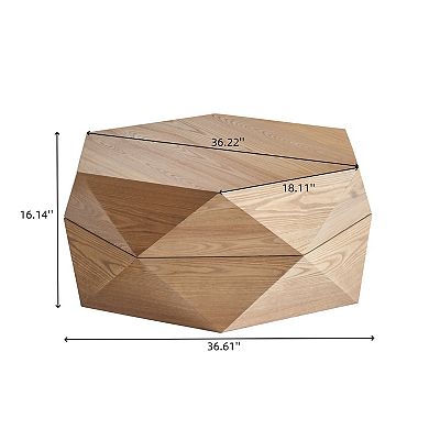 Retro Style Polygon Coffee Table with Flip Top